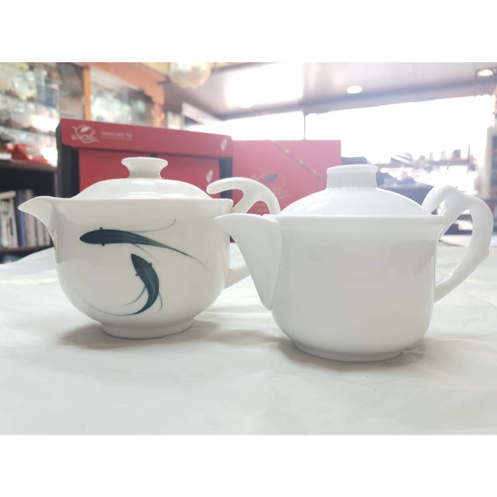 手繪雙魚側把壺|大口徑瓷壺茶品